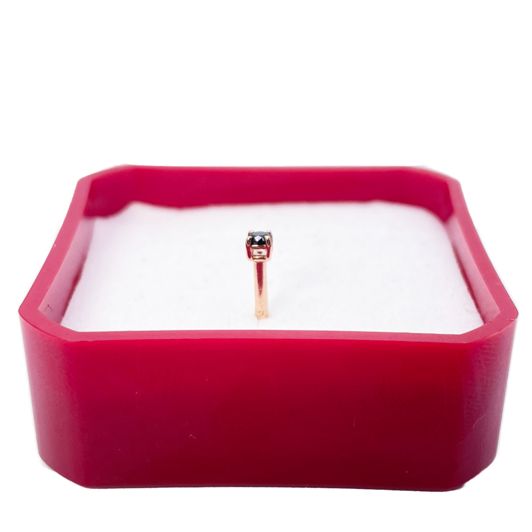 18ct Rose Gold & Black Diamond Nose Stud / Nose Pin 0.05 Carats 4-Claw 2.0 mm