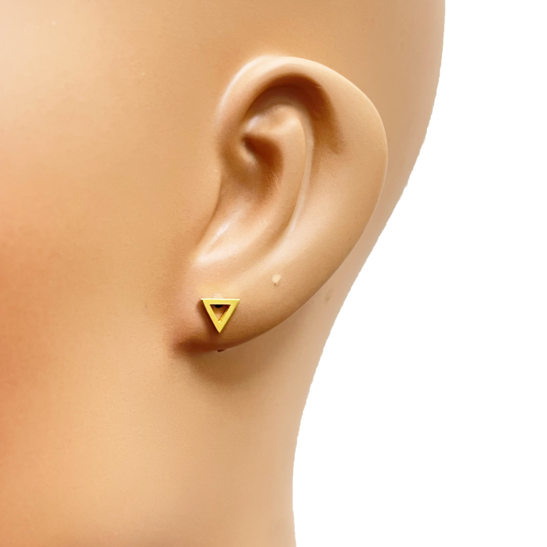 22ct Yellow Gold Triangle Button Style Stud Earrings 6.3mm Width