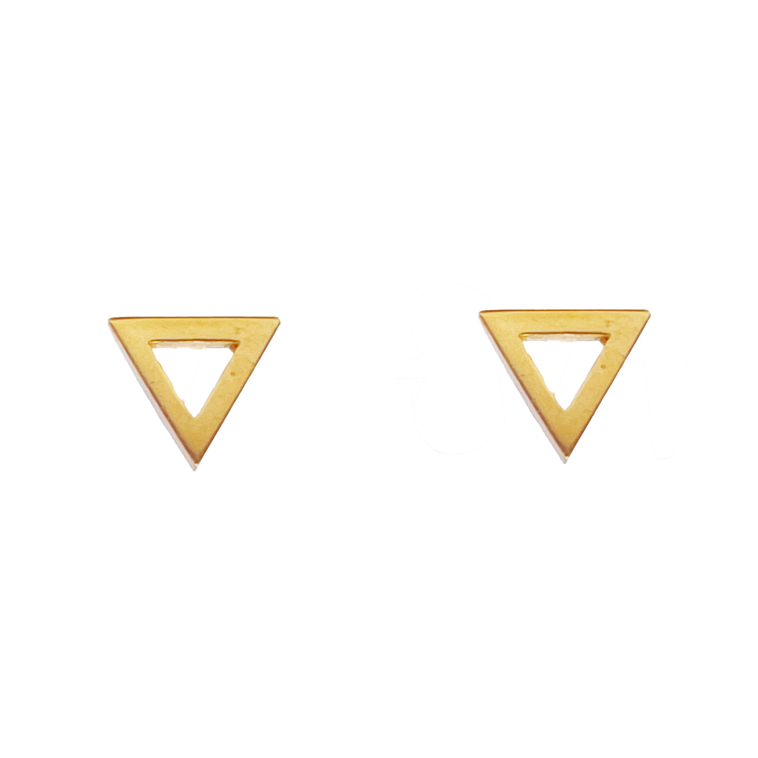 22ct Yellow Gold Triangle Button Style Stud Earrings 6.3mm Width