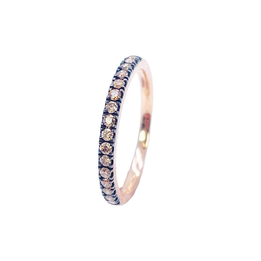 14ct Rose Gold Half Eternity Band With Brown Champagne Diamonds 0.20ct  Diamond Ring
