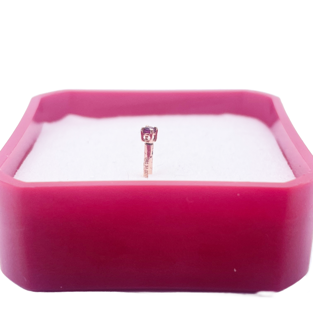 18ct Rose Gold & Natural Ruby Nose Stud Pin 0.02 Carats 4-Claw 1.8 mm