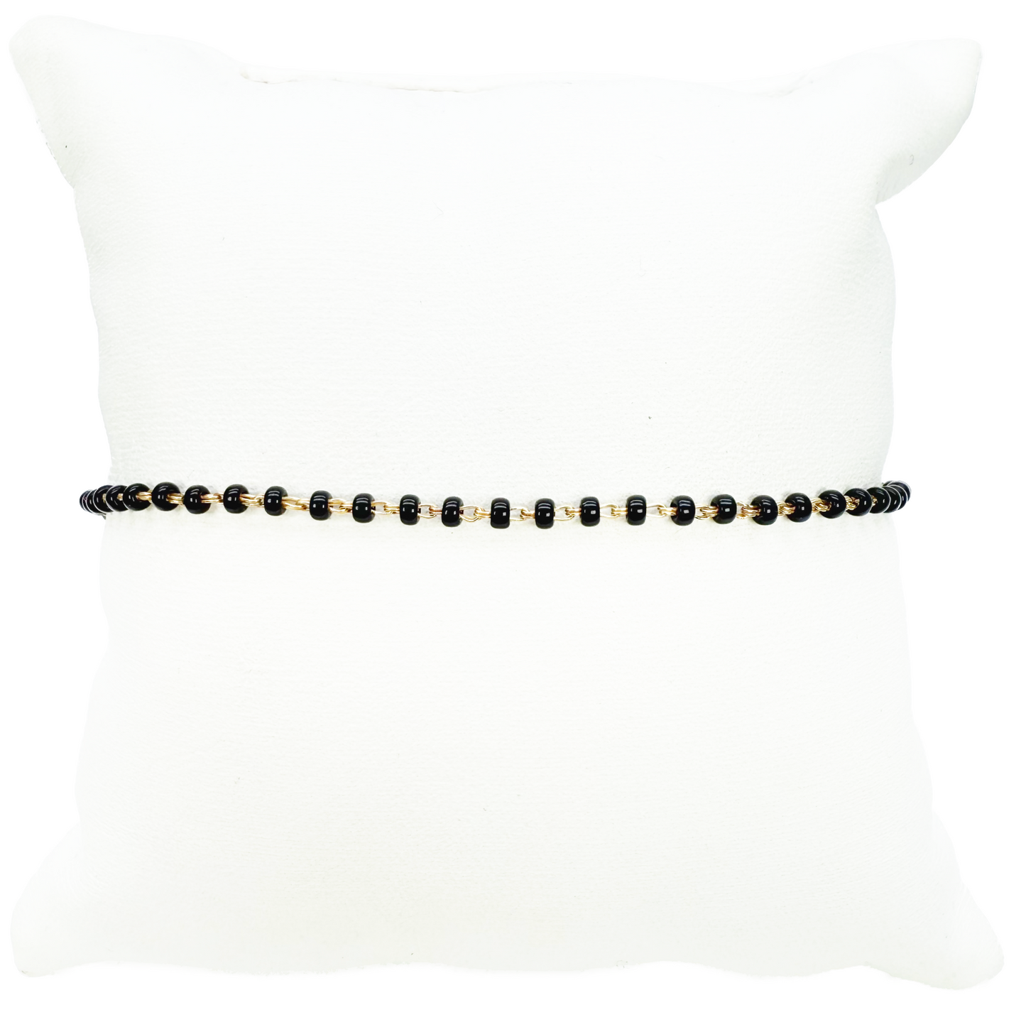 18ct Yellow Gold Traditional Black Beaded Mangalsutra Bracelet 7 Inches