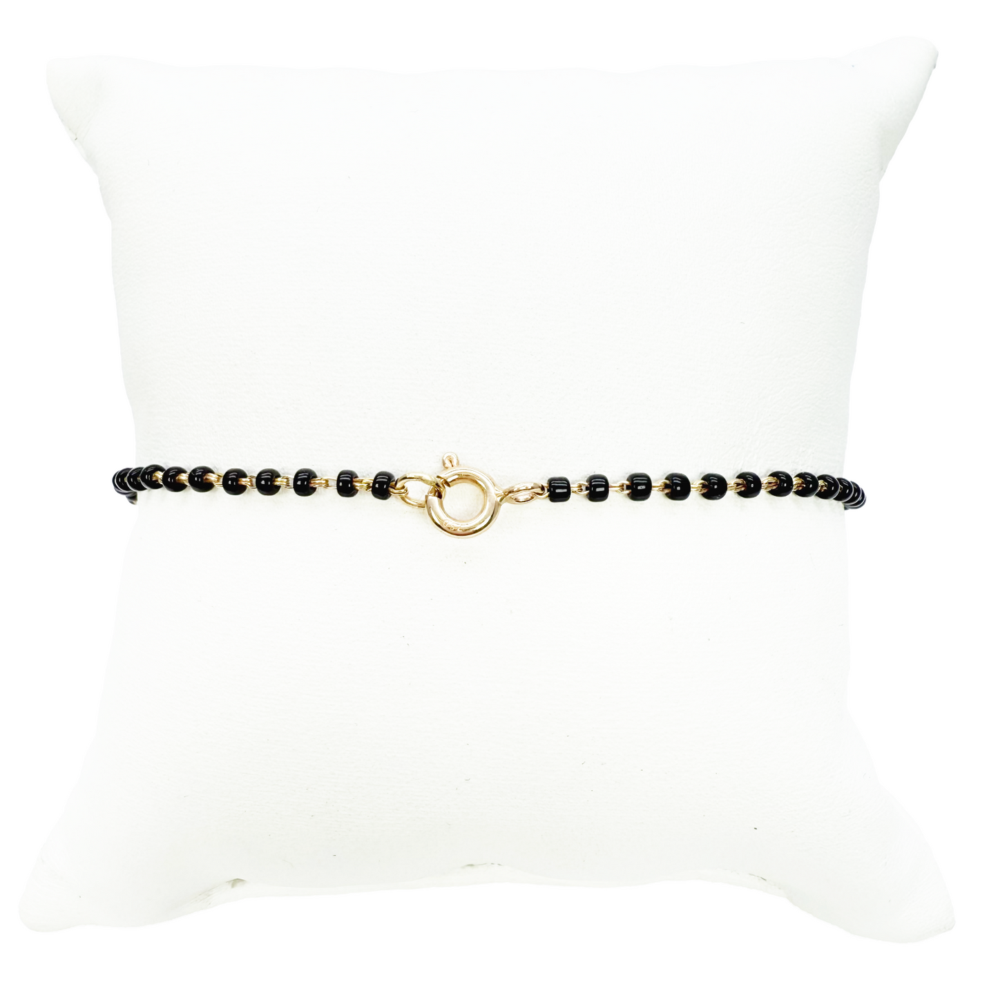18ct Yellow Gold Traditional Black Beaded Mangalsutra Bracelet 7 Inches