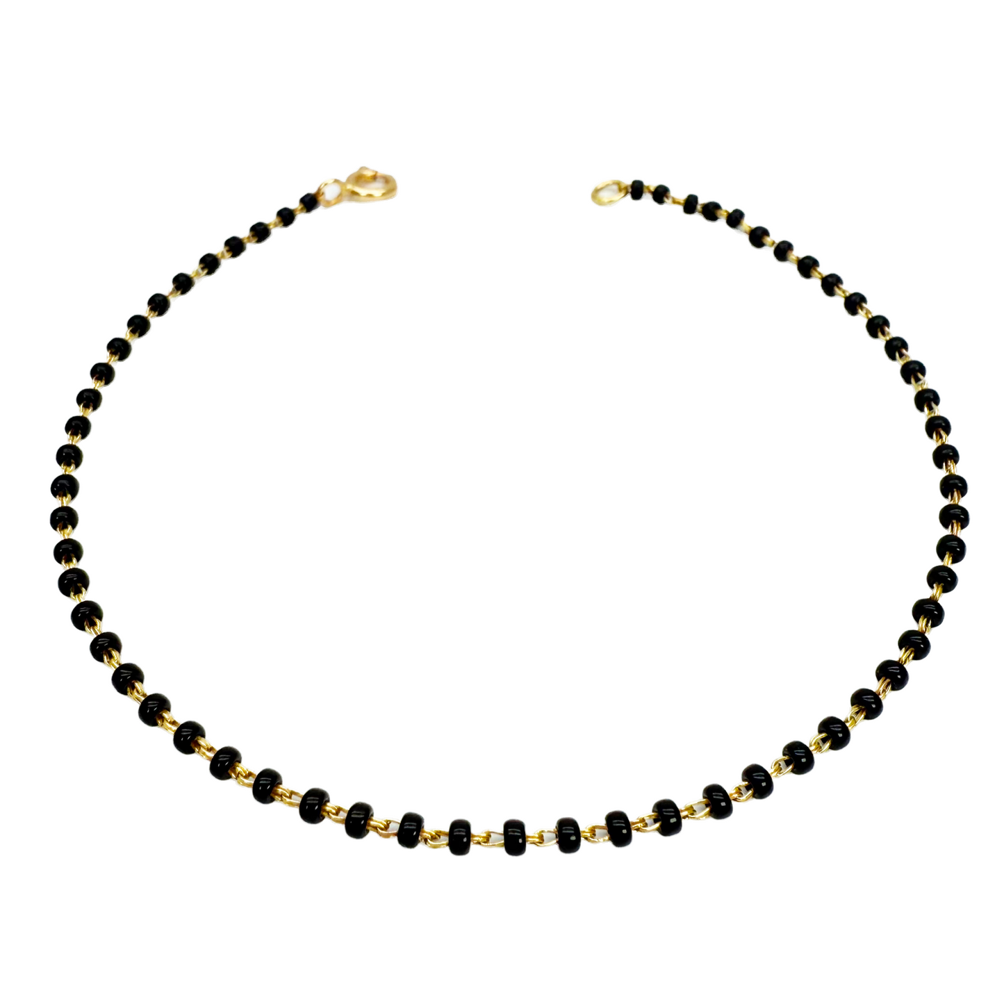 18ct Yellow Gold Traditional Black Beaded Mangalsutra Bracelet 7 Inches