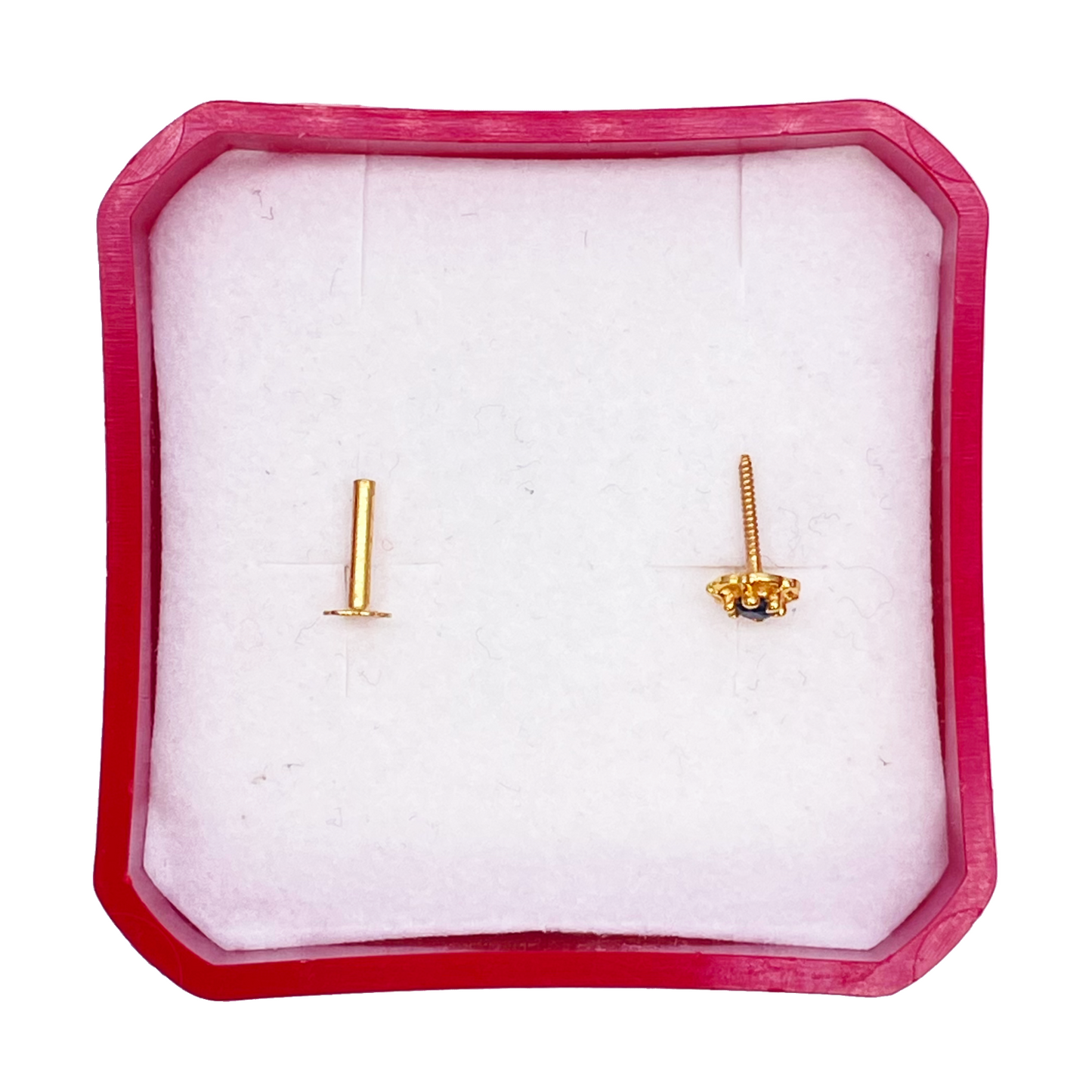 22ct Yellow Gold Black Cubic Zirconia Claw Set Nose Stud