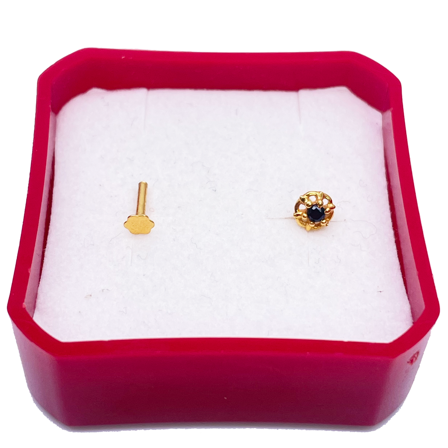 22ct Yellow Gold Black Cubic Zirconia Claw Set Nose Stud