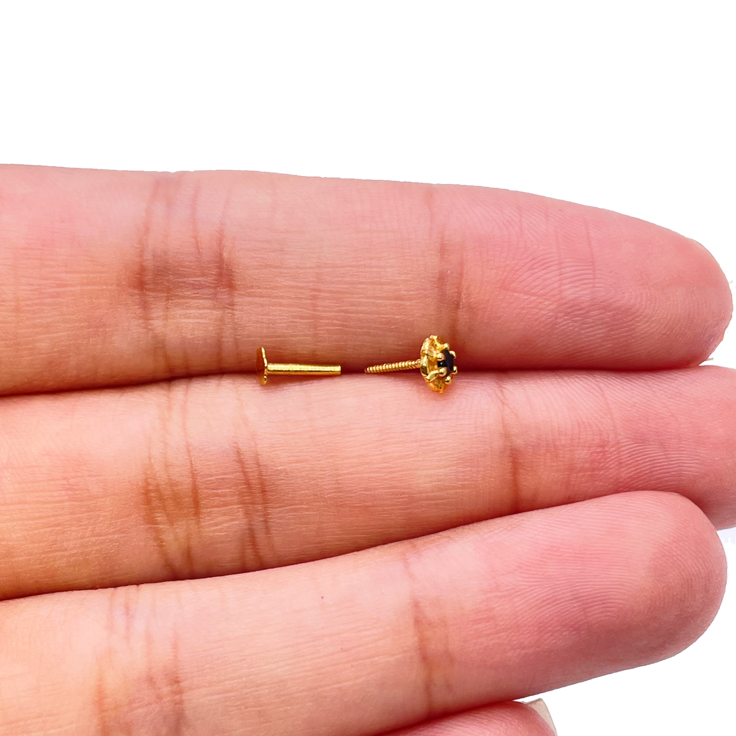 22ct Yellow Gold Black Cubic Zirconia Claw Set Nose Stud
