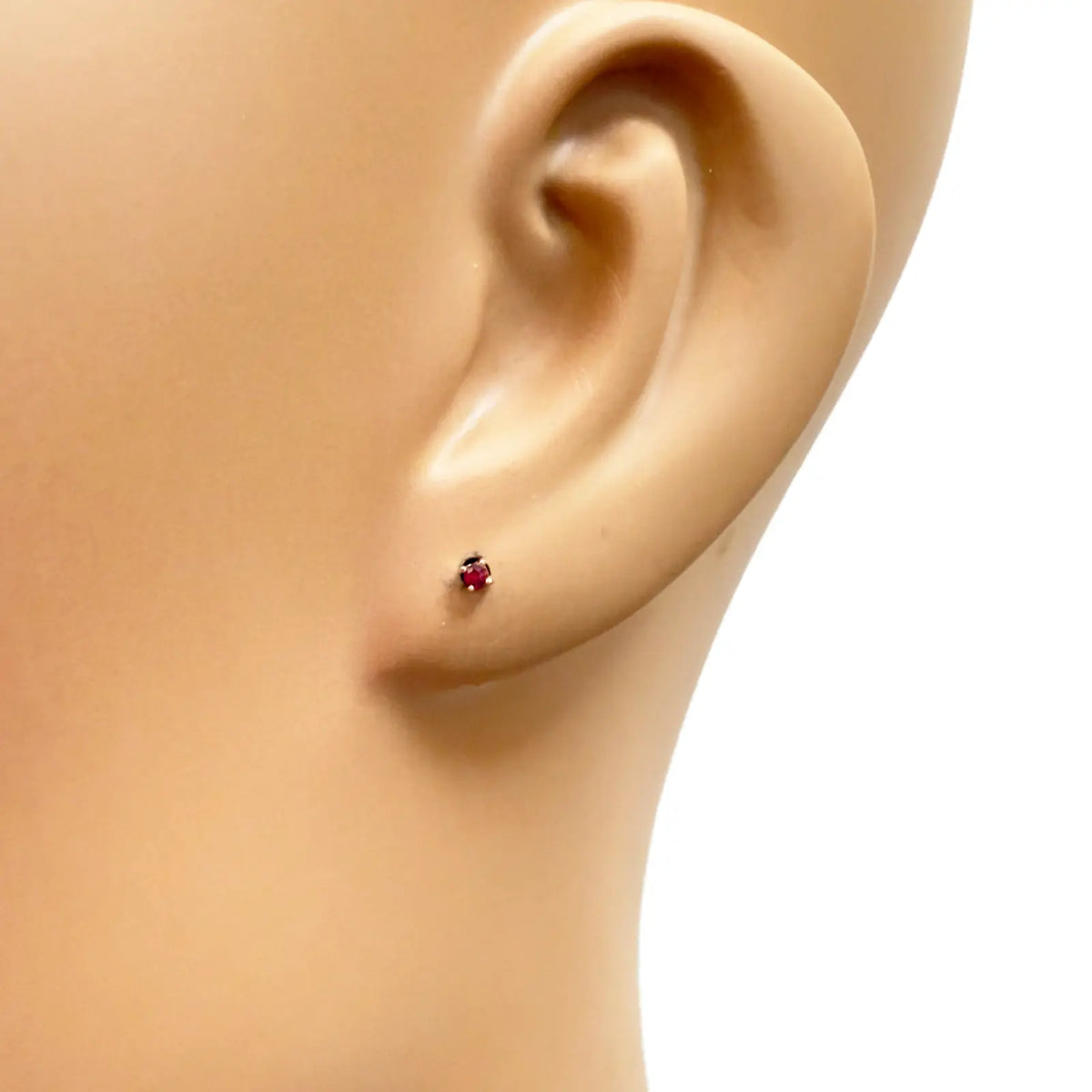 18ct Rose Gold Natural Round Ruby Kids Children's Stud Earrings 0.04ct
