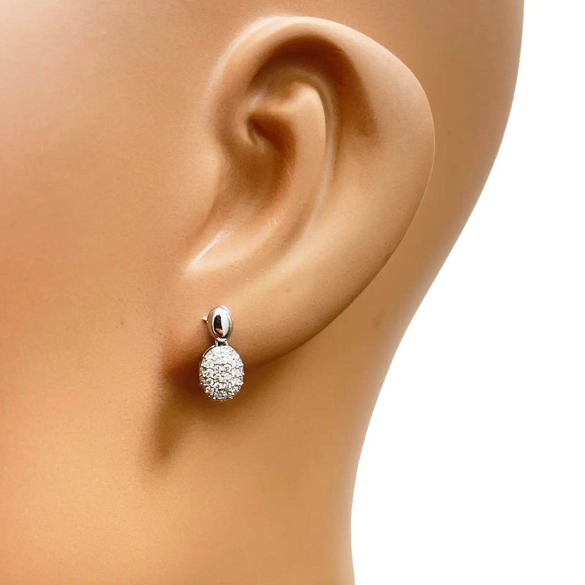 18ct White Gold Natural Diamond Oval Drop/Dangle Stud Earrings 0.30ct