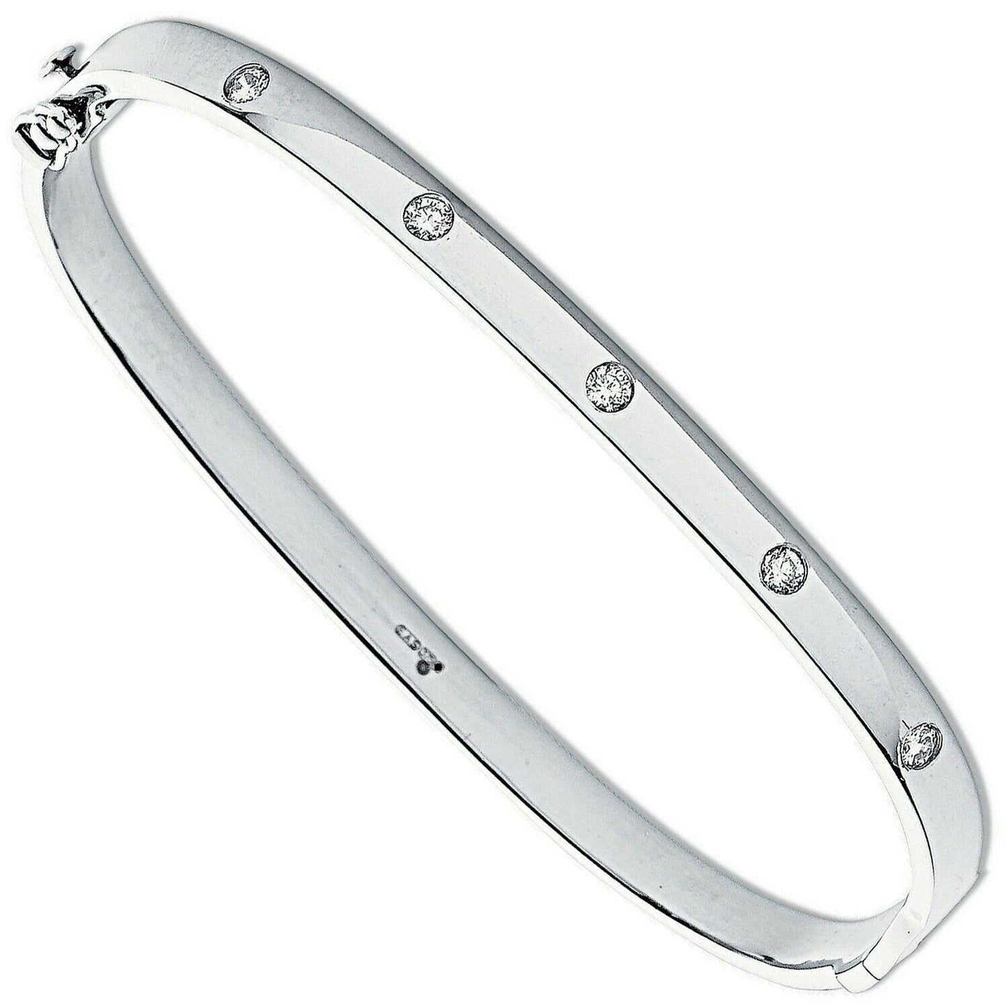 9ct White Gold Five Round Diamond Bangle 0.20 carat Diamond Bracelets