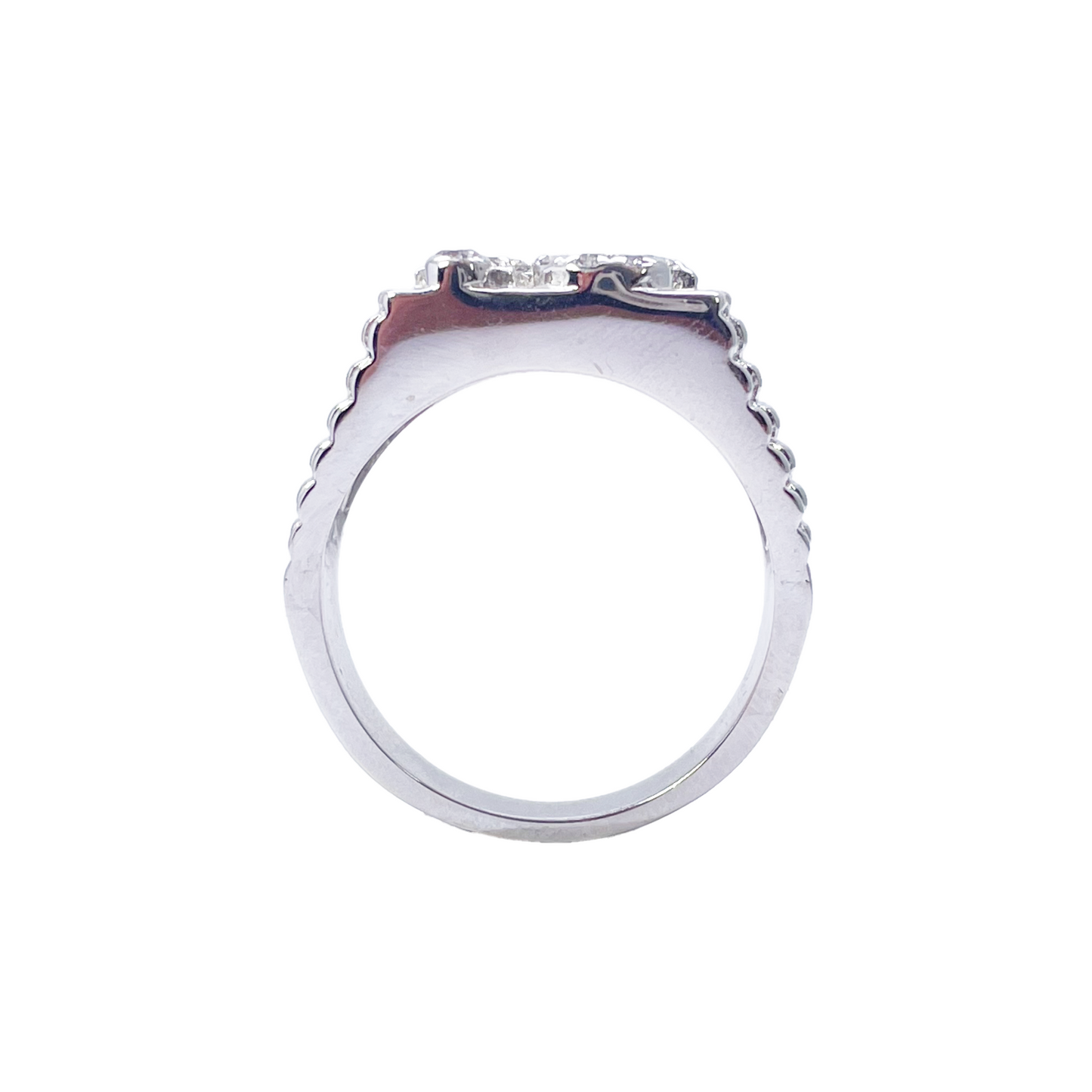 18ct White Gold & Round Natural Diamond Gents OM Signet Ring 0.35ct