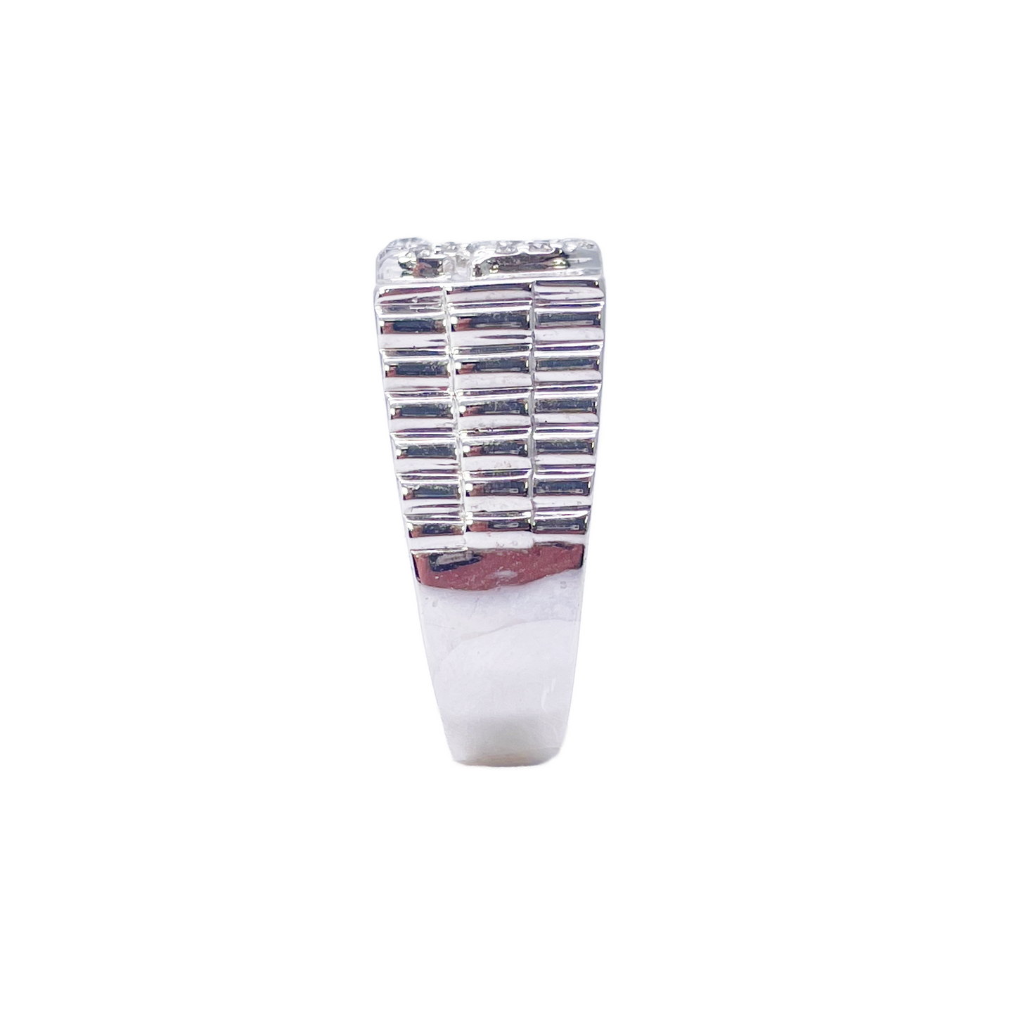 18ct White Gold & Round Natural Diamond Gents OM Signet Ring 0.35ct