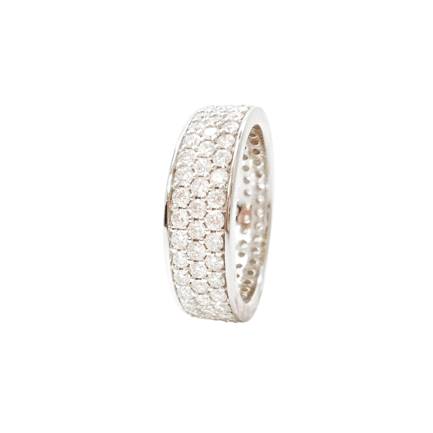 18ct White Gold Triple Row Natural Diamond Full Eternity Wedding Band 1.70ct
