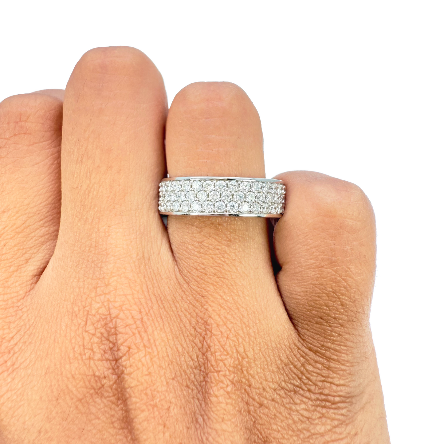 18ct White Gold Triple Row Natural Diamond Full Eternity Wedding Band 1.70ct