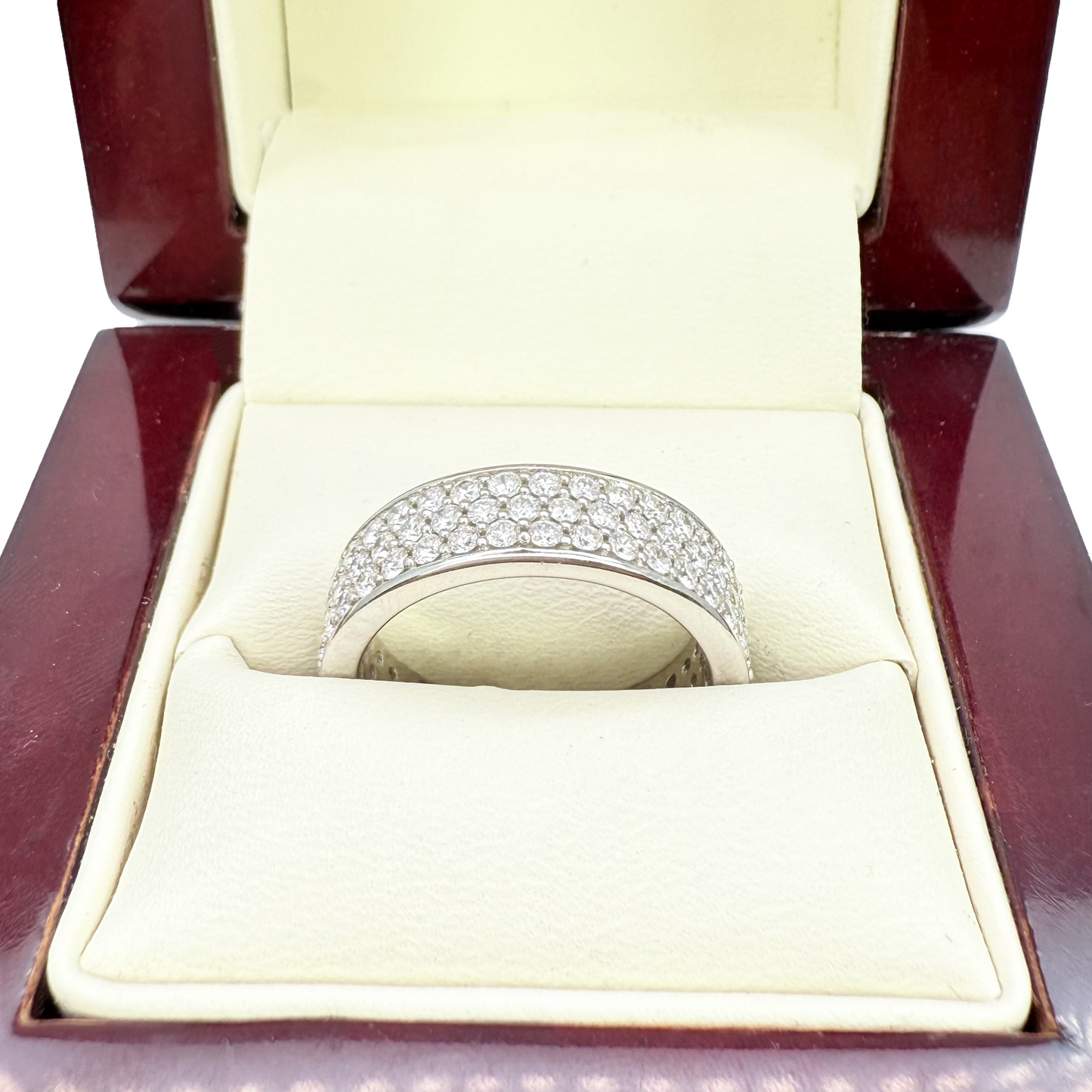 18ct White Gold Triple Row Natural Diamond Full Eternity Wedding Band 1.70ct