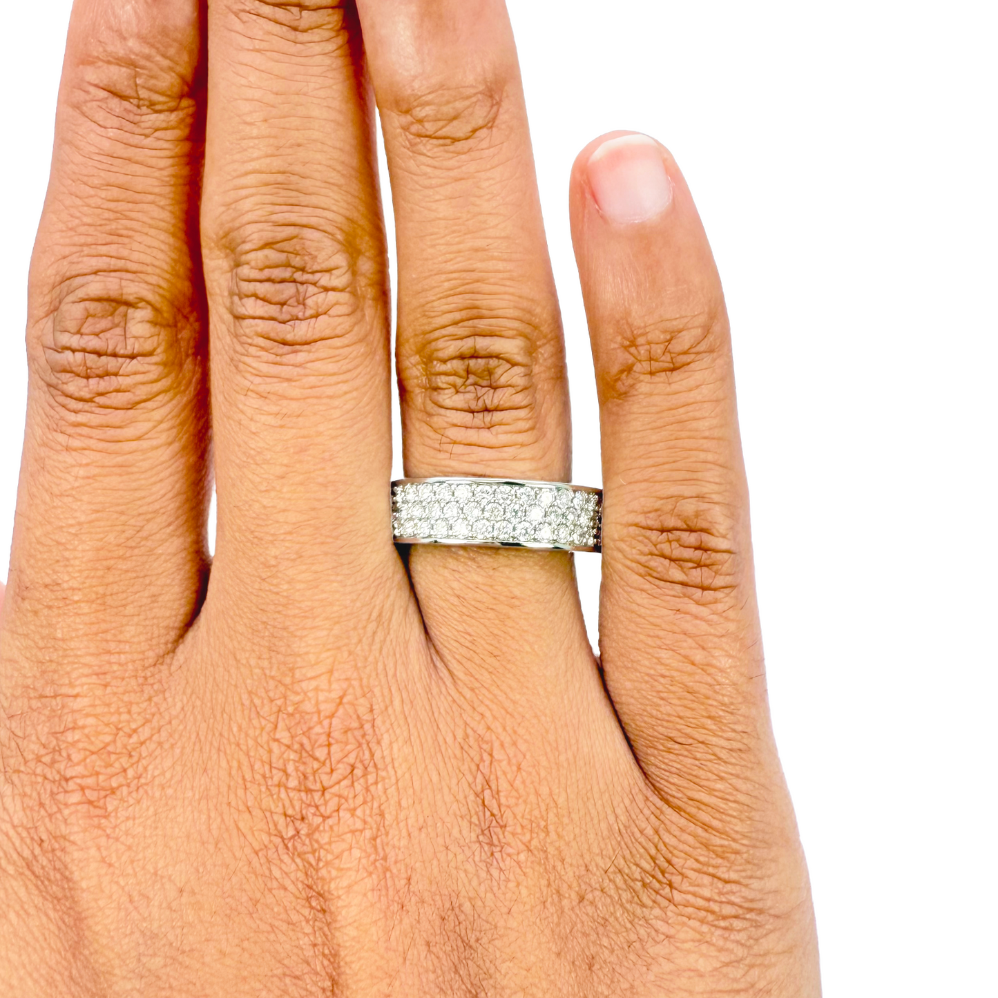 18ct White Gold Triple Row Natural Diamond Full Eternity Wedding Band 1.70ct