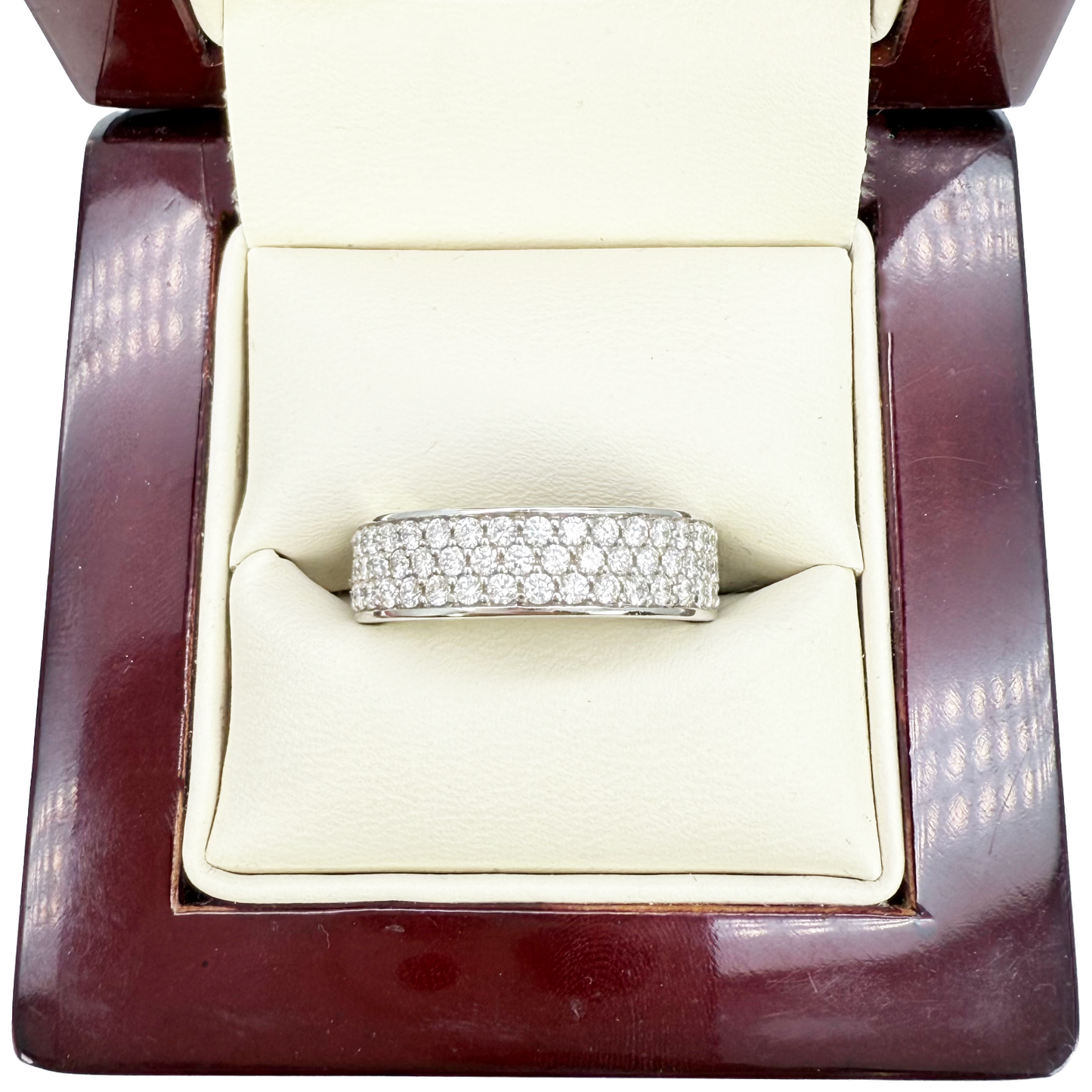 18ct White Gold Triple Row Natural Diamond Full Eternity Wedding Band 1.70ct