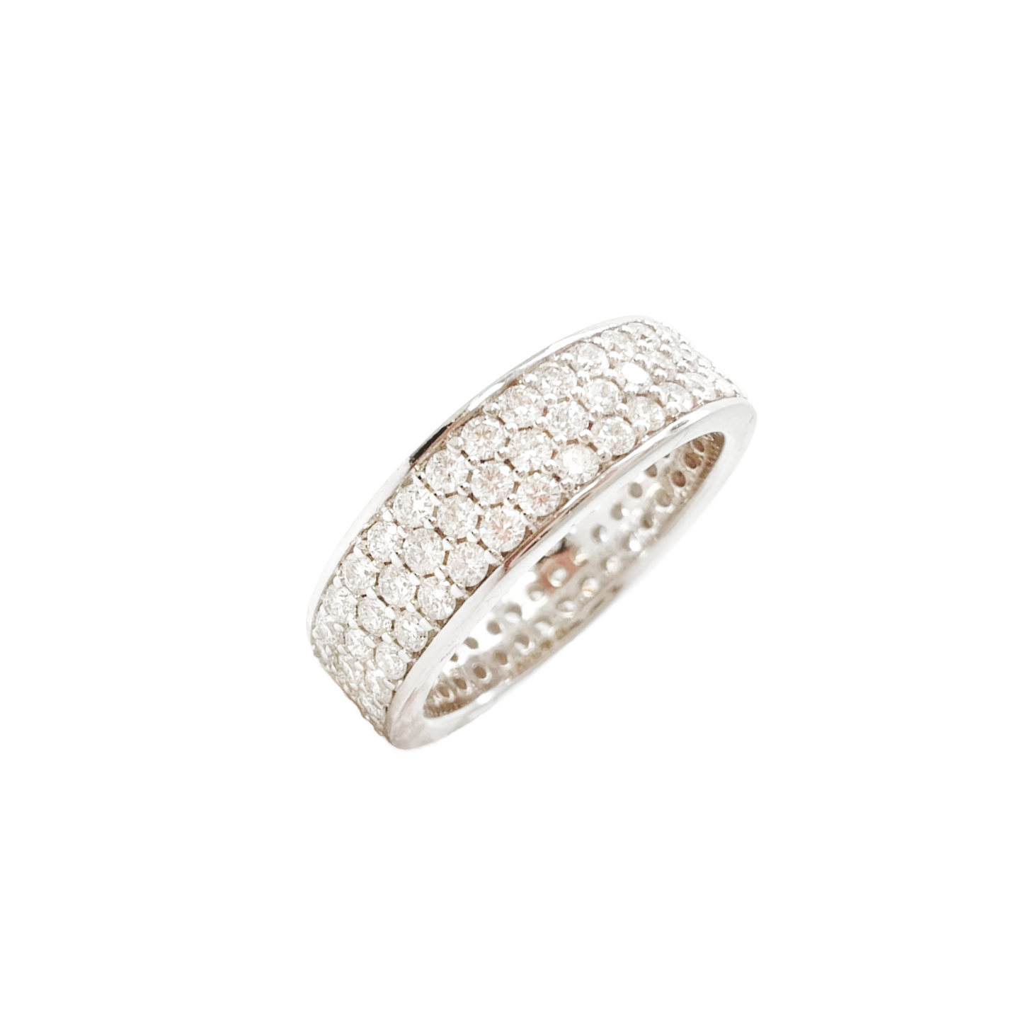 18ct White Gold Triple Row Natural Diamond Full Eternity Wedding Band 1.70ct