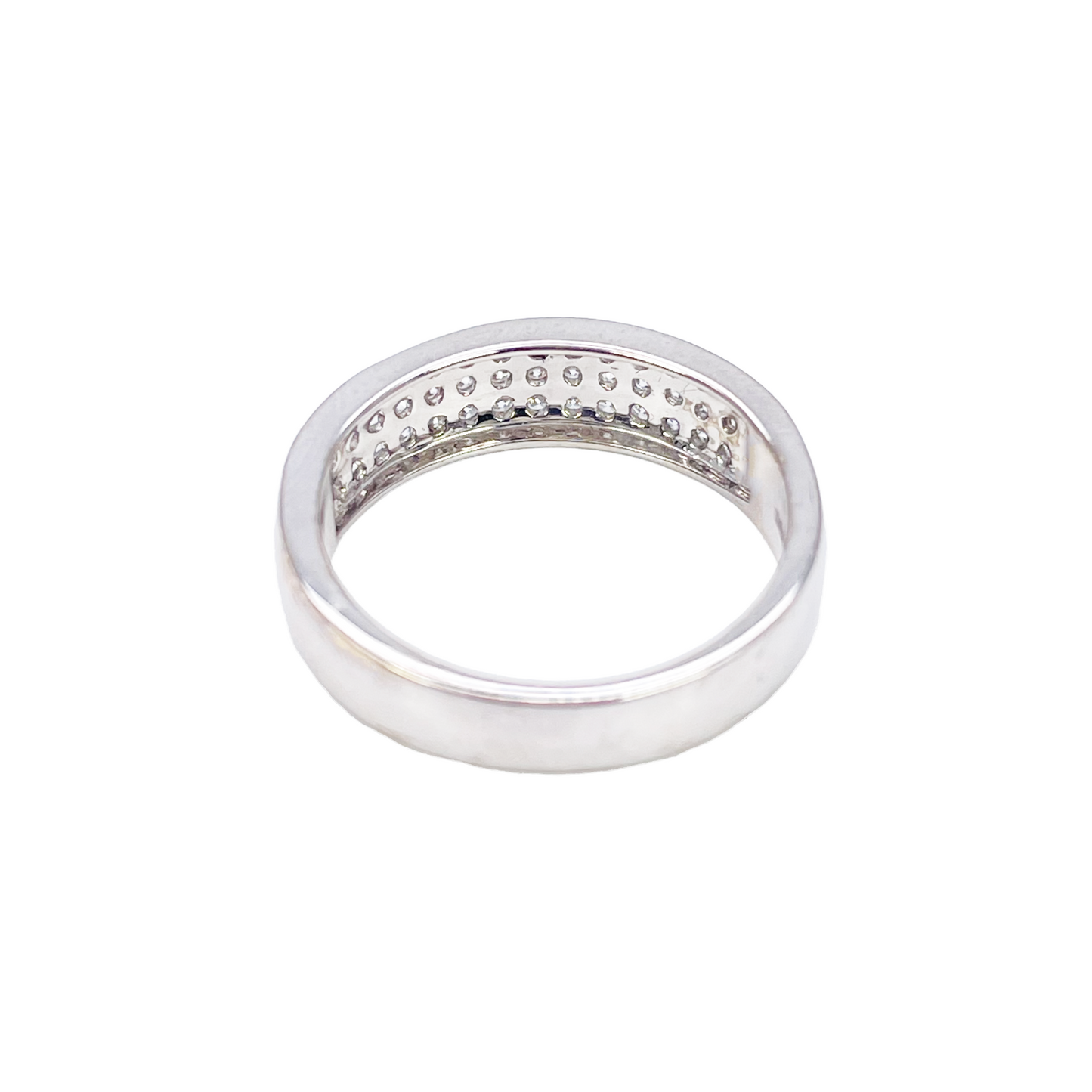 18ct White Gold Three Row Natural Diamond Half Eternity Wedding Band 0.45ct