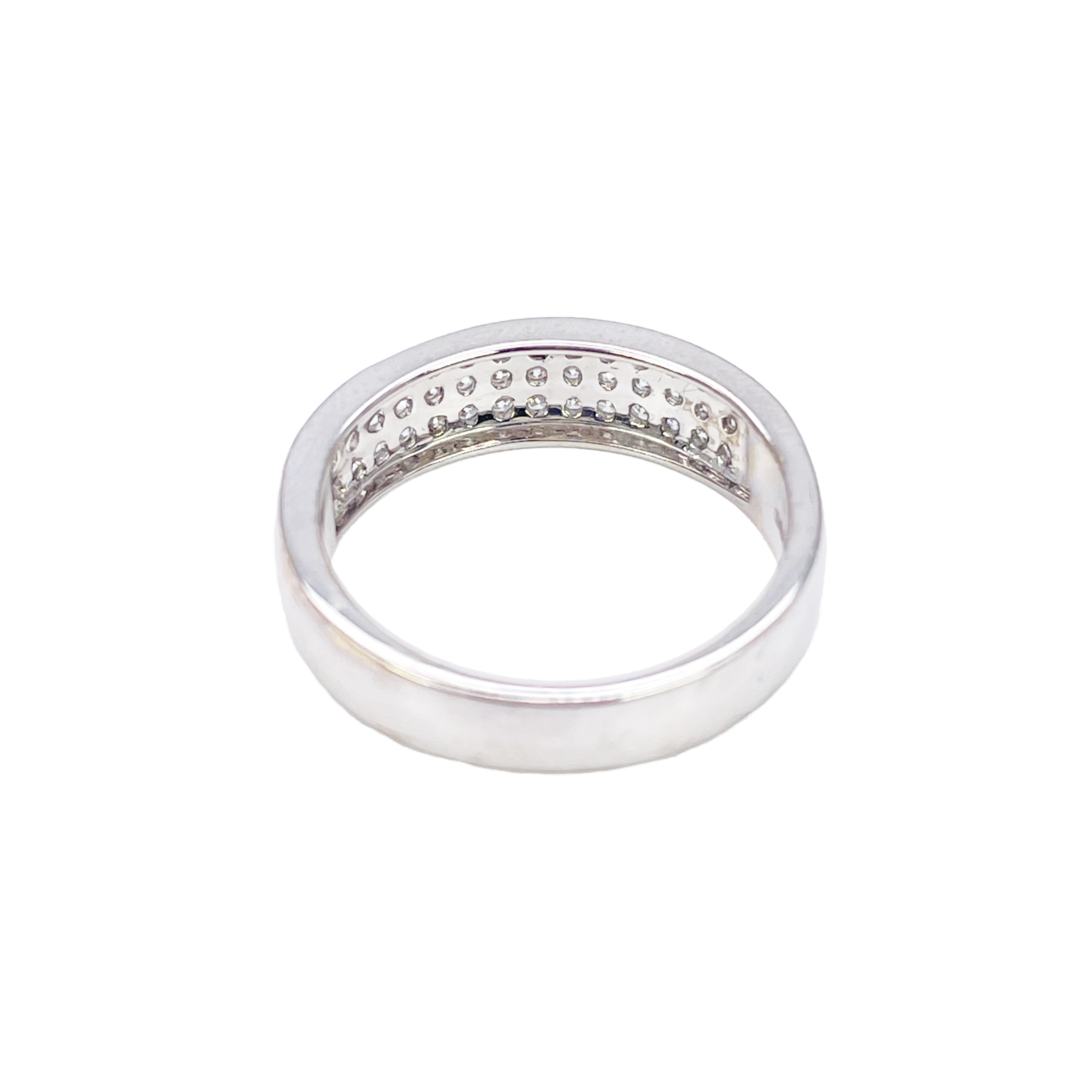 18ct White Gold Three Row Natural Diamond Half Eternity Wedding Band 0.45ct  Diamond Ring