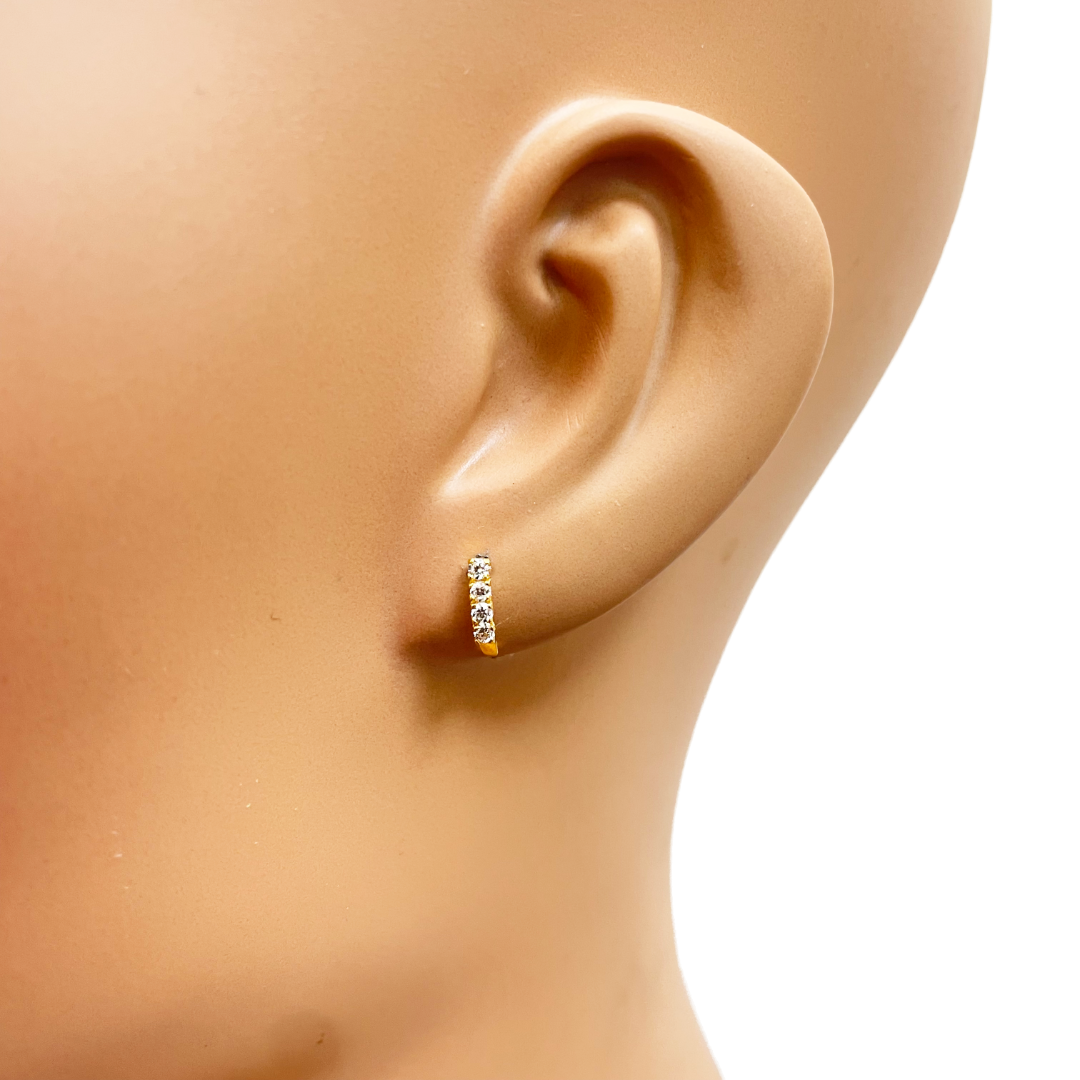 22ct Yellow Gold Four Stone Half Hoop Children's Earrings 9.6mm