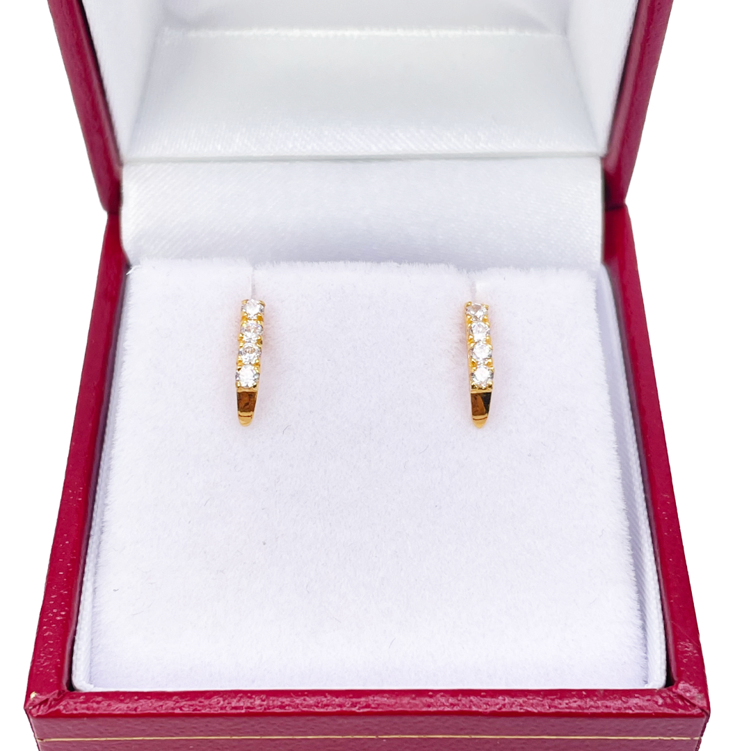 22ct Yellow Gold Four Stone Half Hoop Children's Earrings 9.6mm