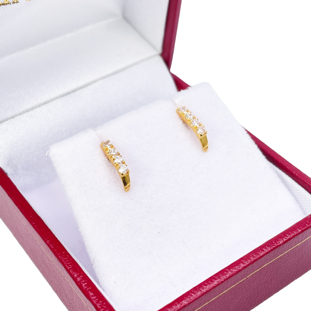 22ct Yellow Gold Four Stone Half Hoop Children's Earrings 9.6mm