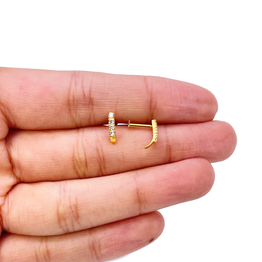 22ct Yellow Gold Four Stone Half Hoop Children's Earrings 9.6mm
