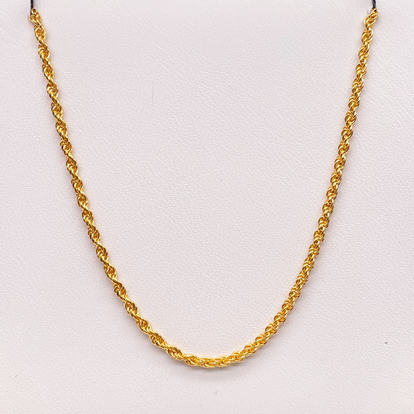 22ct Yellow Gold Lightweight Rope Chain Necklace 16 Inches 1.7mm Width