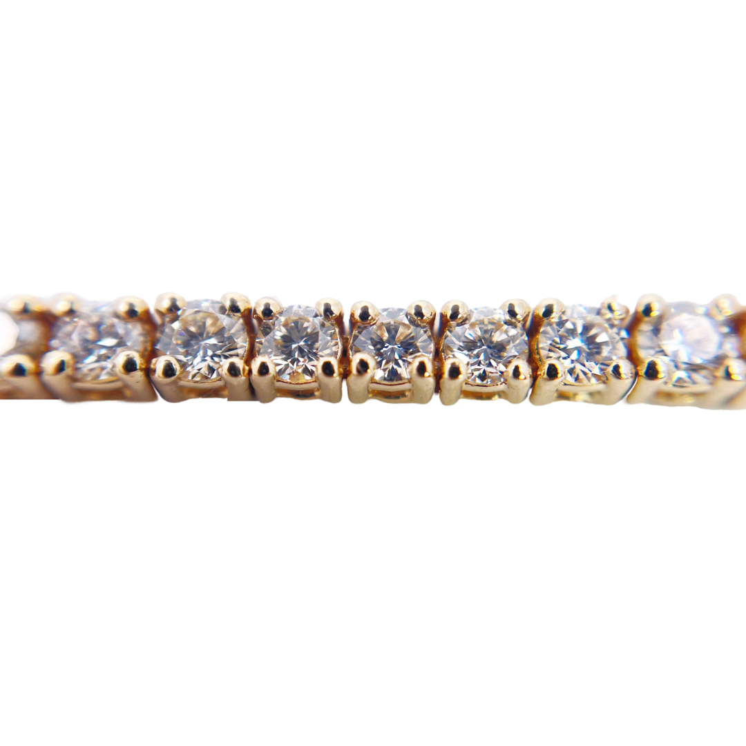 14ct Yellow Gold Natural Diamond Tennis Bracelet 4-claw 2.92cts 7 Inches 2.5mm