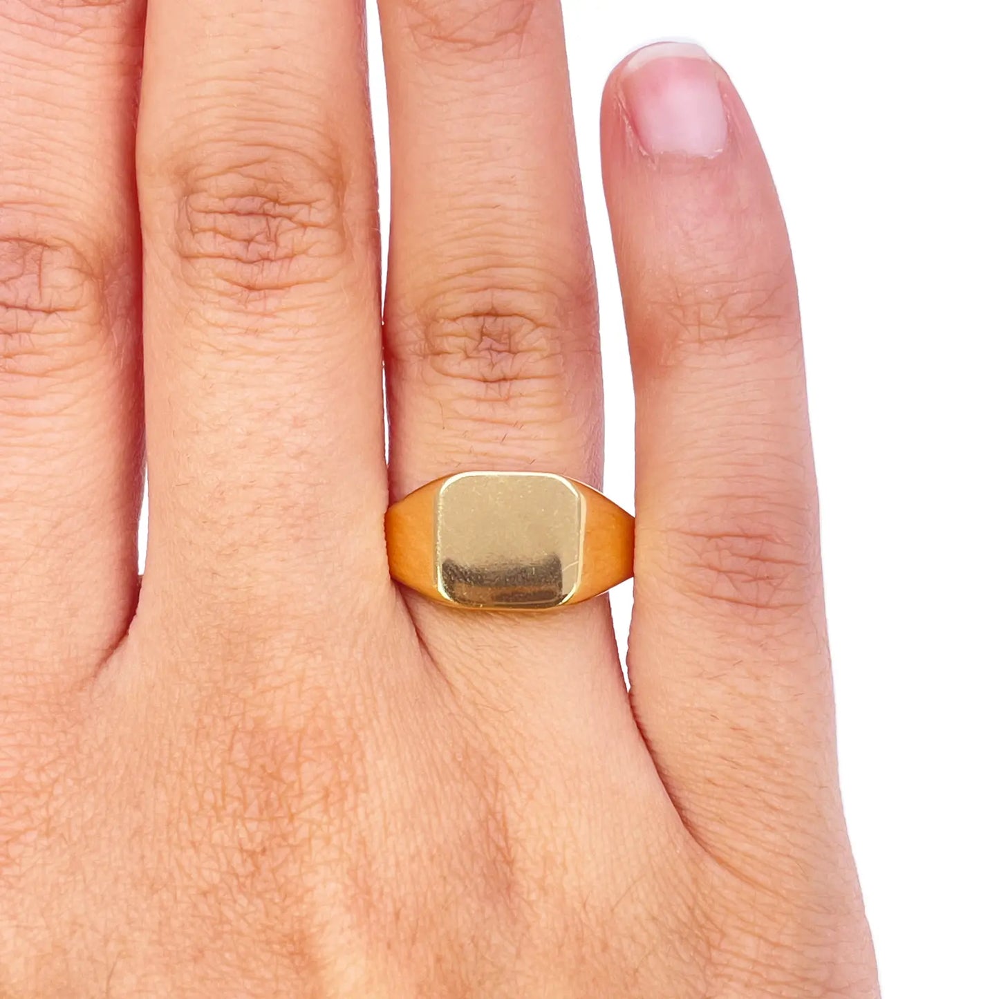 22ct Yellow Gold High Polish Plain Square Signet Ring ? Size S 1/2