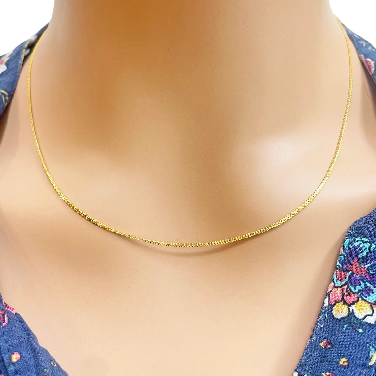 22ct Yellow Gold Solid Foxtail Chain Necklace 18'' inches 1mm Width Diamond Bracelets
