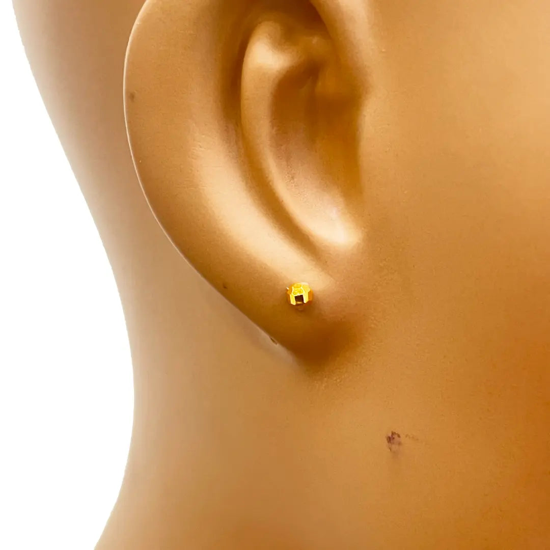 22ct Yellow Plain Gold Children's Stud Earrings Set Child Friendly 3.0mm