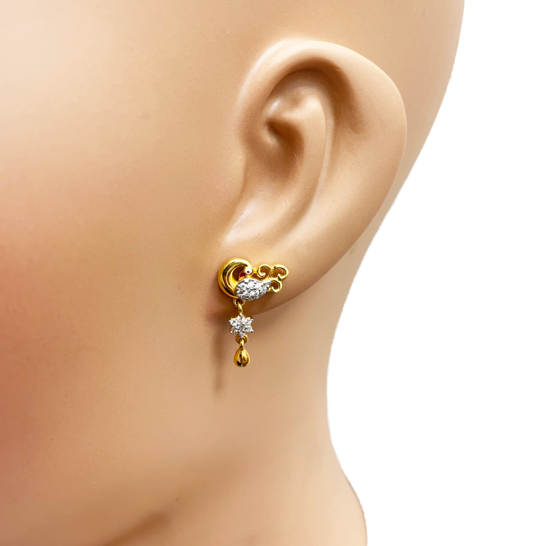 22ct Yellow Gold Peacock Mangalsutra Necklace and Earrings Set 20.5'' inch