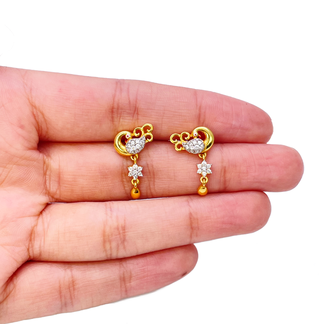 22ct Yellow Gold Peacock Mangalsutra Necklace and Earrings Set 20.5'' inch