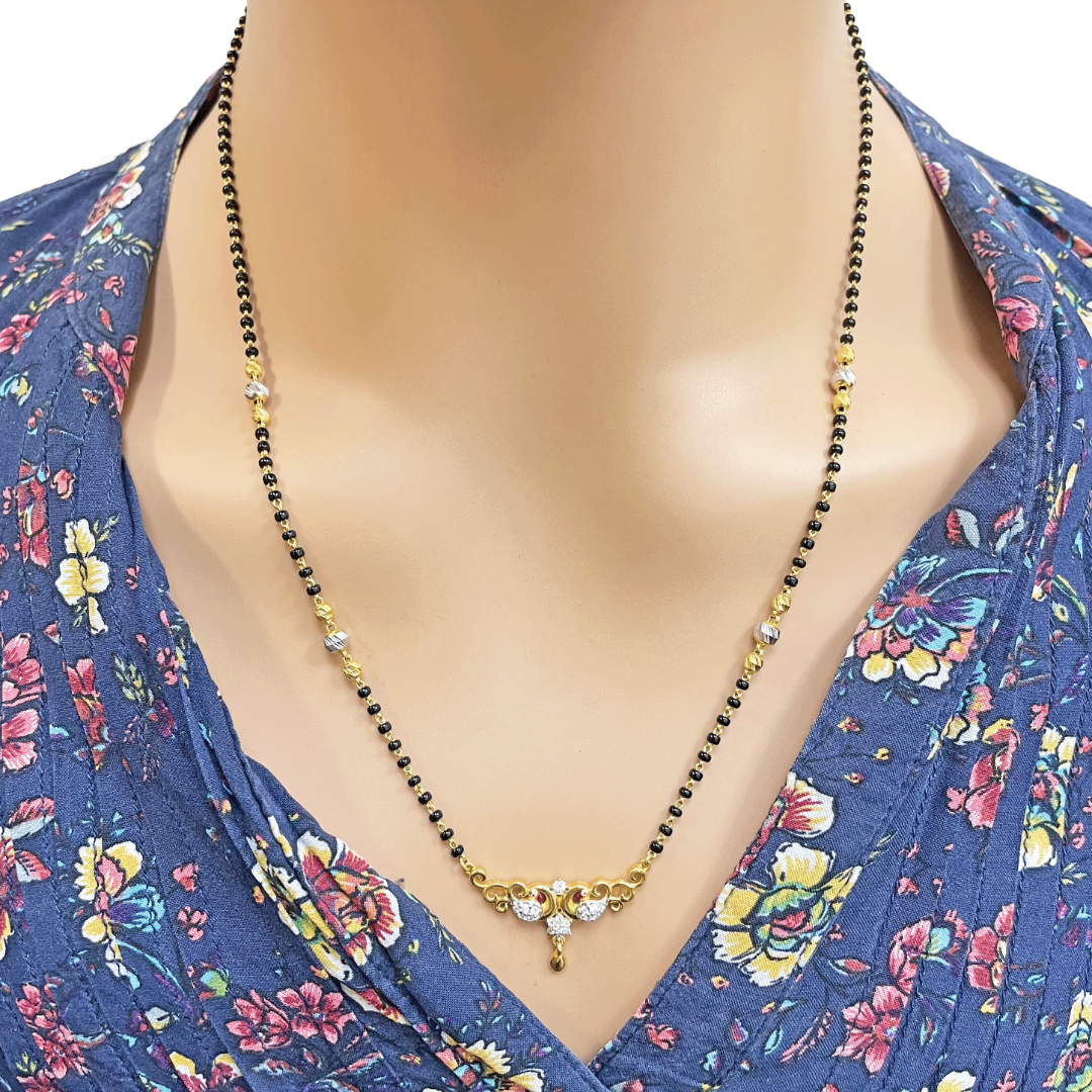22ct Yellow Gold Peacock Mangalsutra Necklace and Earrings Set 20.5'' inch