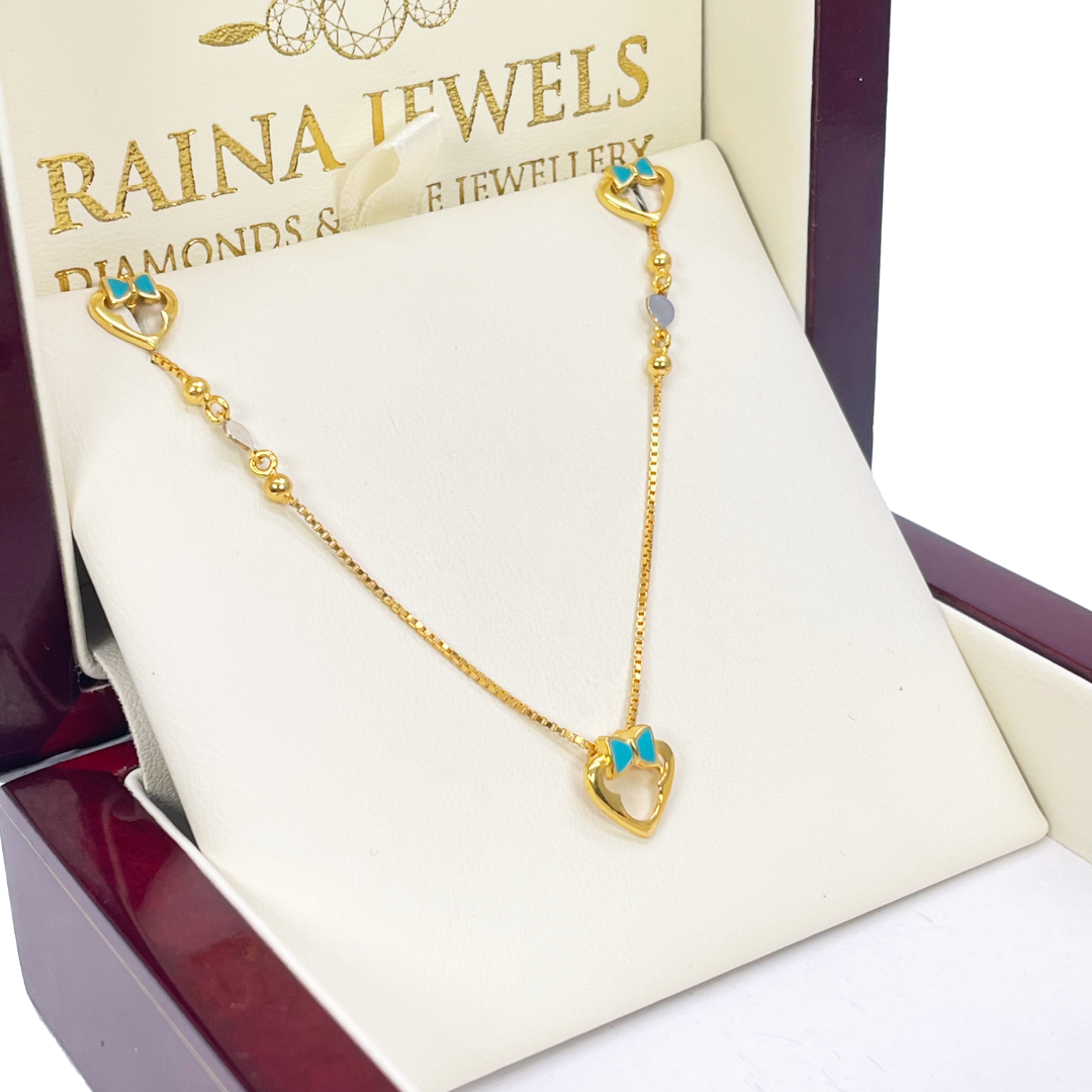 22ct Yellow Gold Cute Children's Pendant, Necklace and Earrings Set 13 inches