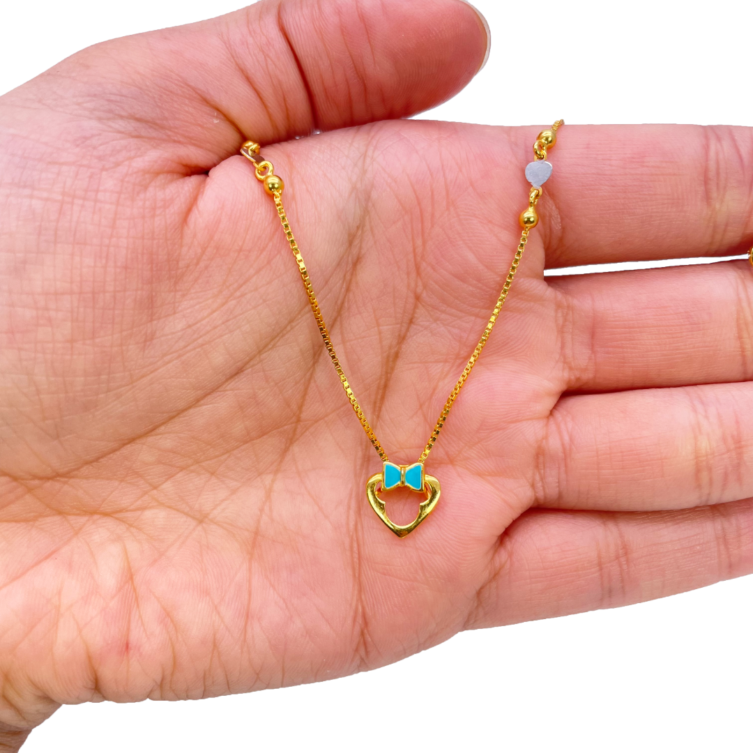 22ct Yellow Gold Cute Children's Pendant, Necklace and Earrings Set 13 inches