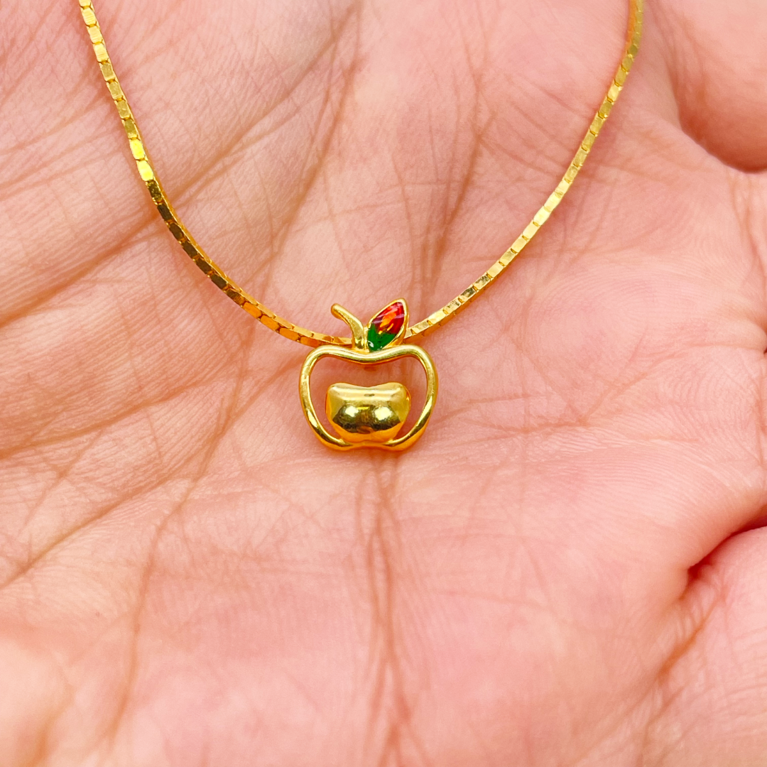 22ct Yellow Gold Baby / Childrens Necklace and Earrings Set 12.5'' inch