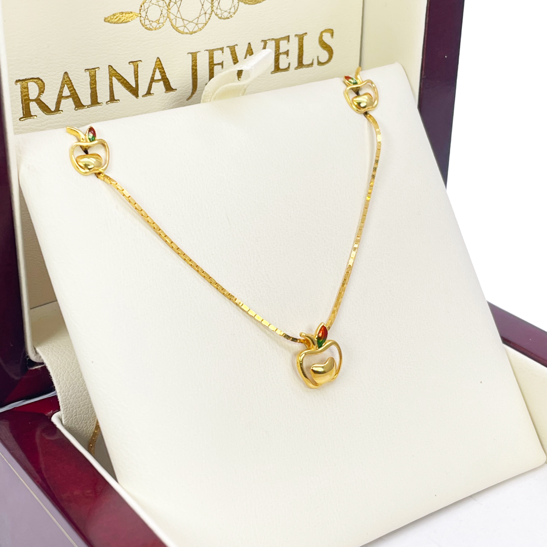 22ct Yellow Gold Baby / Childrens Necklace and Earrings Set 12.5'' inch