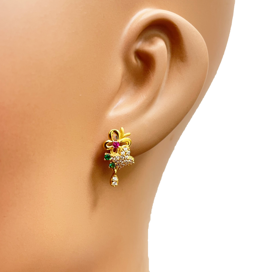 22ct Yellow Gold Floral Butterfly Necklace and Earrings Set 18.5 inches