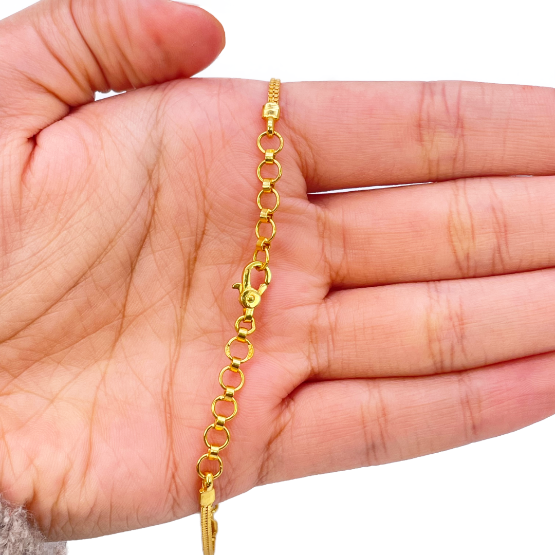 22ct Yellow Gold Floral Drop Necklace Earrings Set 15.5 Inches