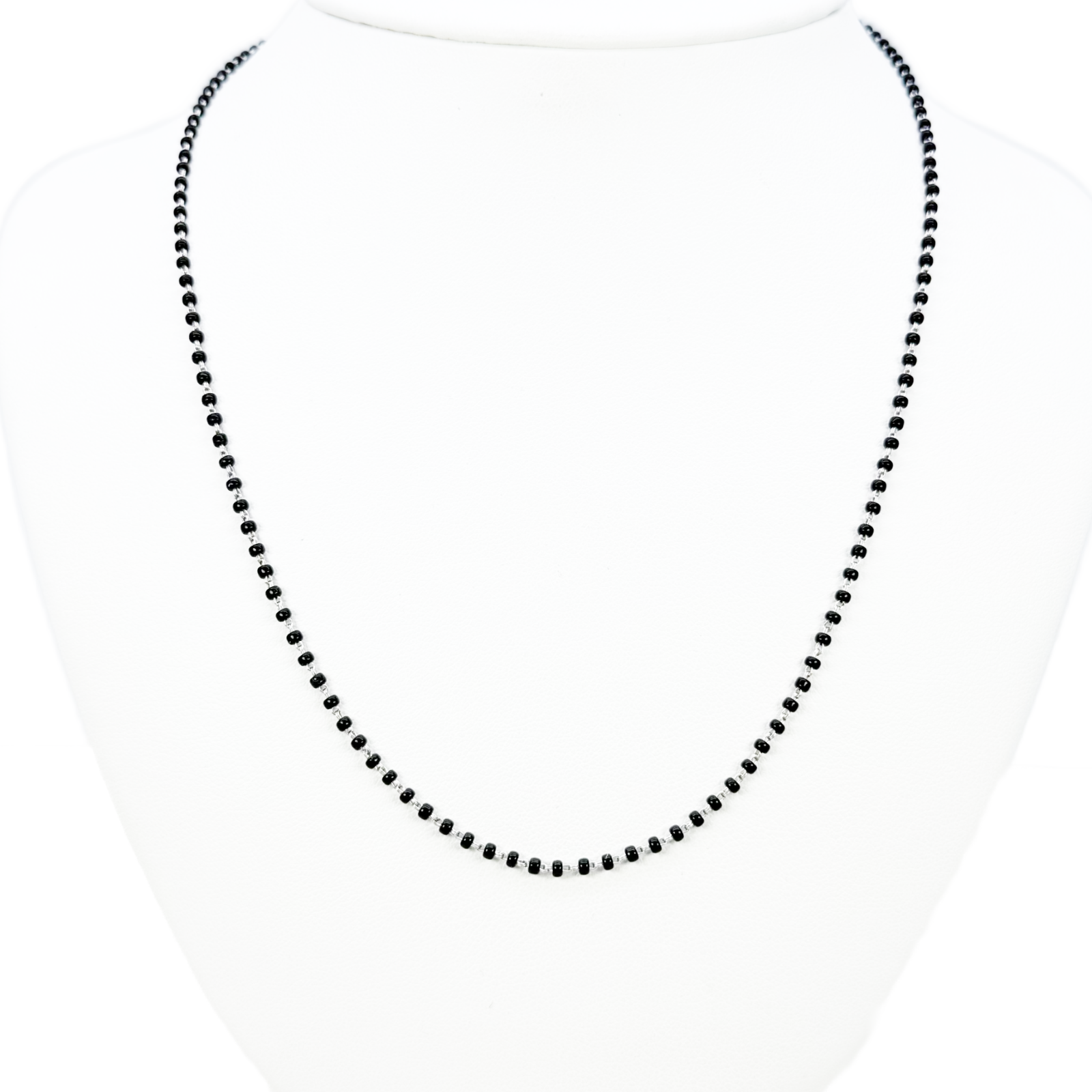 18ct White Gold Ladies Mangalsutra Chain Black Beaded Necklace 18 Inches  Mangalsutra Chains