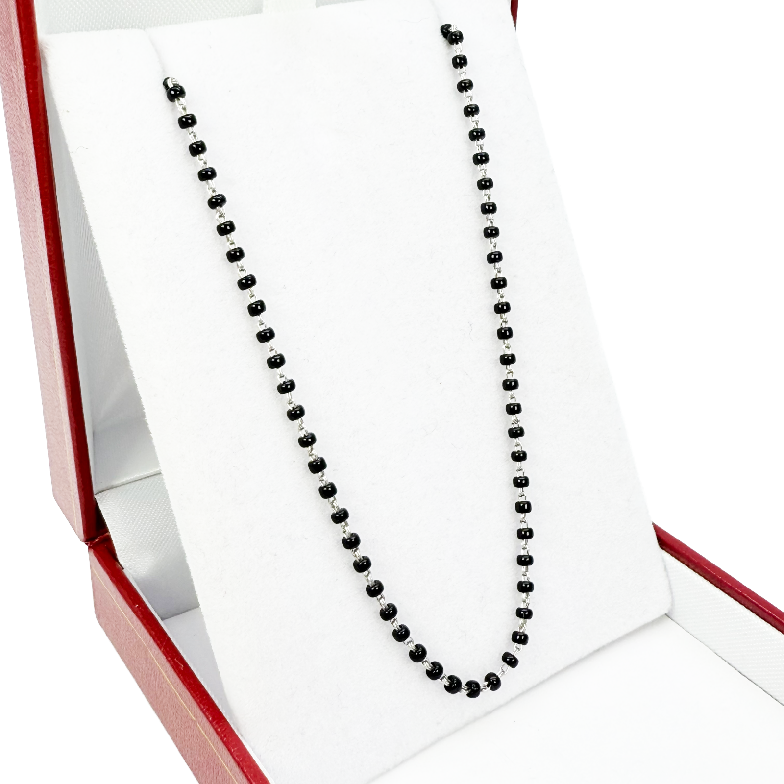 18ct White Gold Ladies Mangalsutra Chain Black Beaded Necklace 18 Inches  Mangalsutra Chains