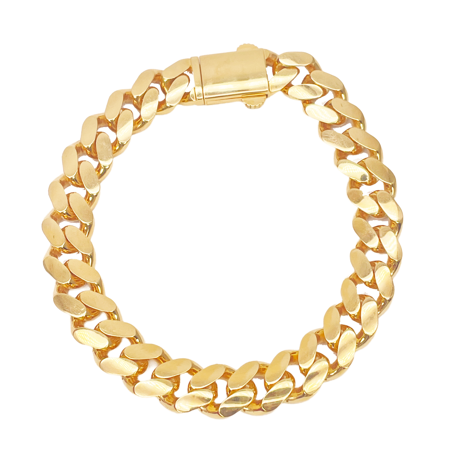22ct Yellow Gold Cuban Curb Link Gents Bracelet 8.5 Inches 10mm Wide
