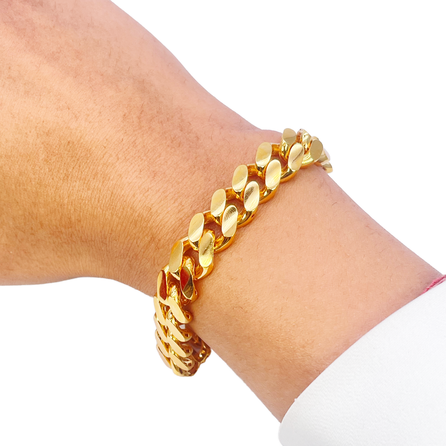 22ct Yellow Gold Cuban Curb Link Gents Bracelet 8.5 Inches 10mm Wide