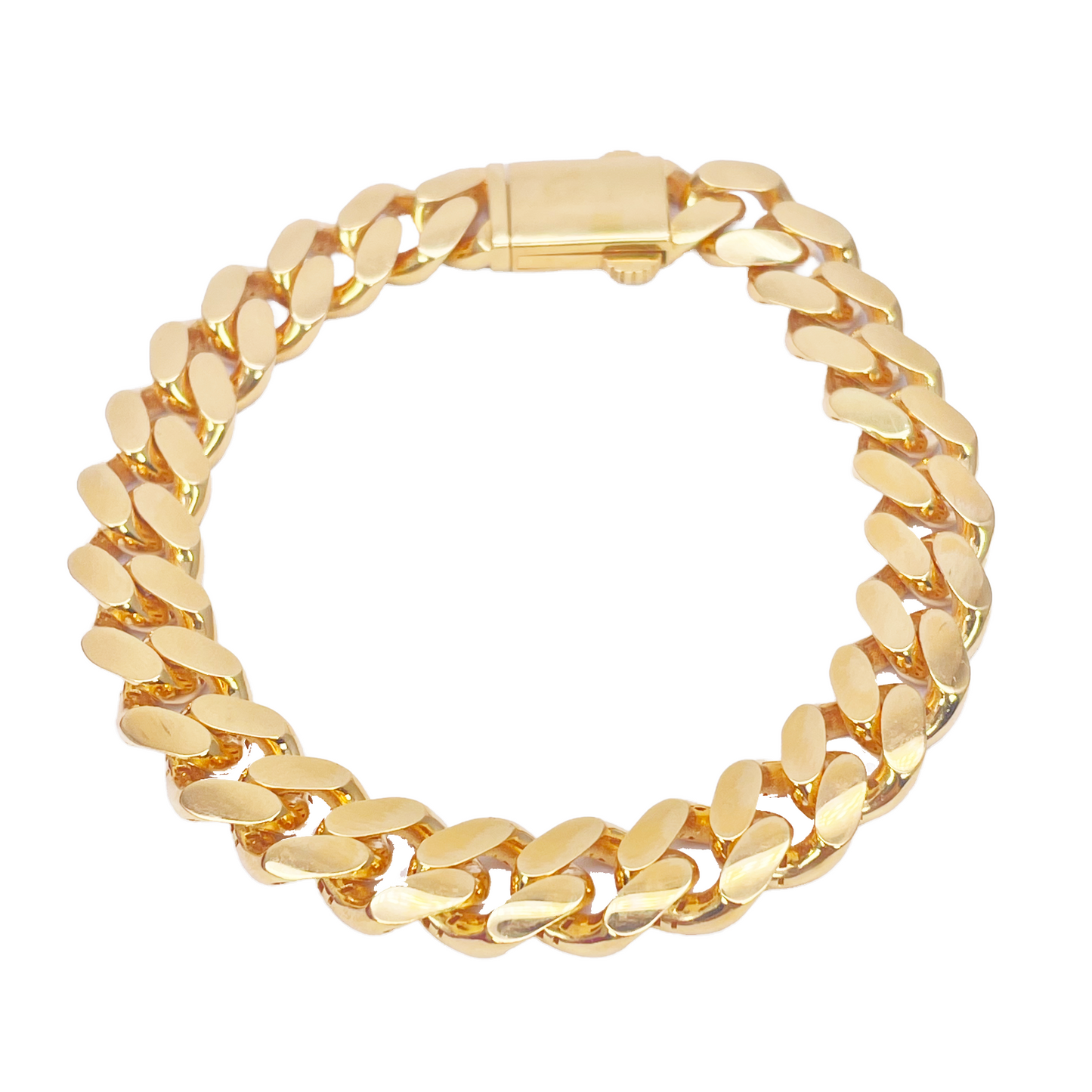 22ct Yellow Gold Cuban Curb Link Gents Bracelet 8.5 Inches 10mm Wide