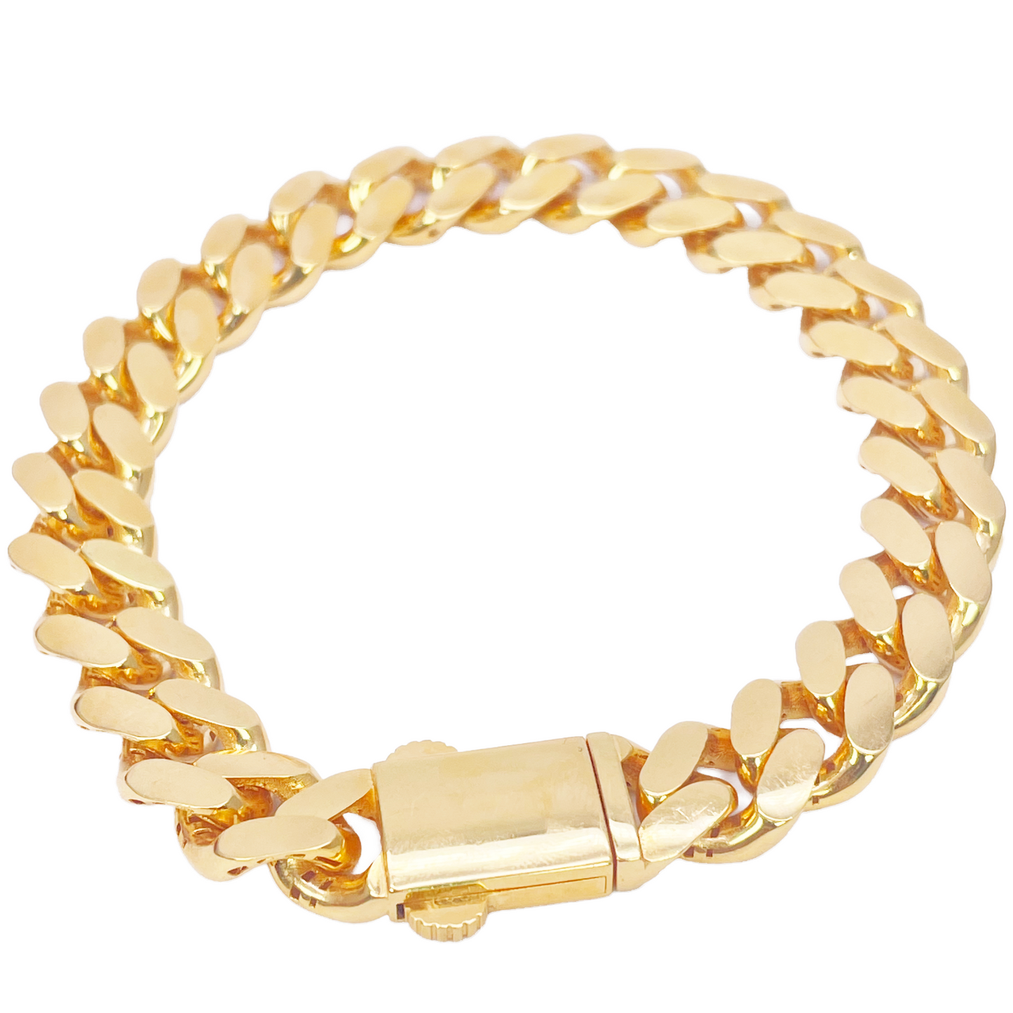 22ct Yellow Gold Cuban Curb Link Gents Bracelet 8.5 Inches 10mm Wide