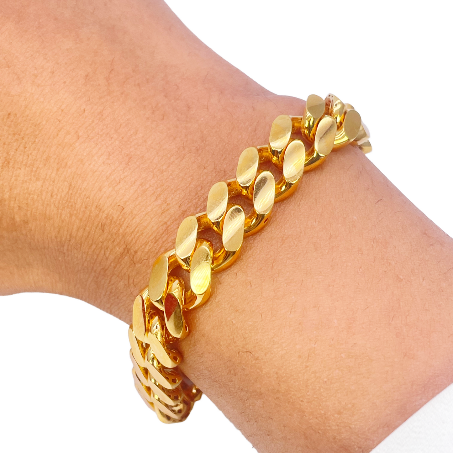 22ct Yellow Gold Cuban Curb Link Gents Bracelet 8.5 Inches 10mm Wide