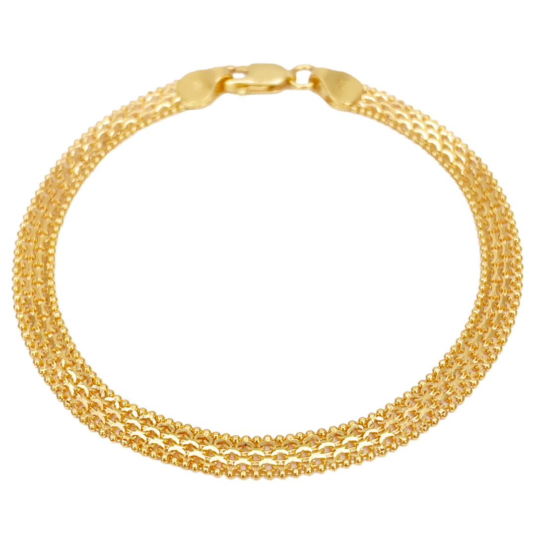 22ct Yellow Gold Flat Braided Twisted Bracelet 7 Inches 5mm width